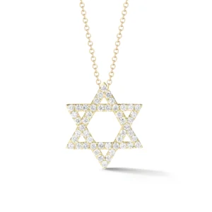 14K Yellow Gold Star Of David Necklace