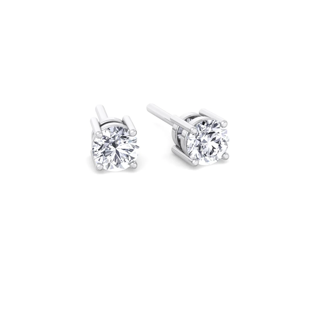 14K White Gold Diamond Stud Earrings 0.25 Carat each