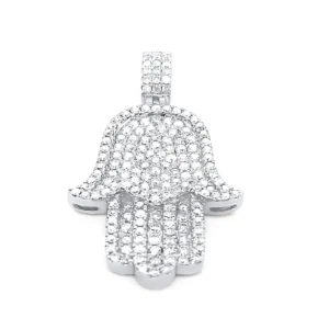 10K White Gold Diamond Hamsa Pendant