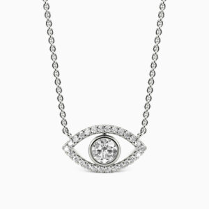 10K White Gold Diamond Evil Eye Necklace