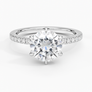 14K White Gold Round Solitaire Diamond Engagement Ring 2.0 Carat Center Stone