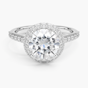 14K White Gold Round Diamond Halo Engagement Ring