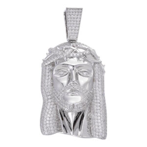 925 Sterling Silver Moissantie Jesus Head Large Pendant