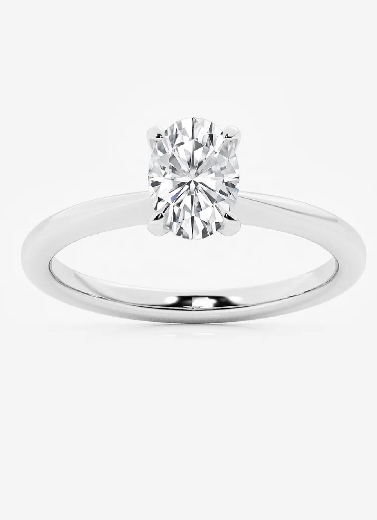 14K White Gold Oval Engagement Ring