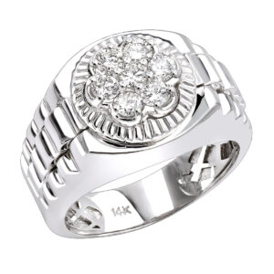 14K White Gold Fluted Bezel Diamond Ring