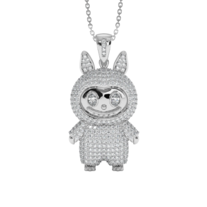 925 Sterling Silver Moissantie Labubu Necklace