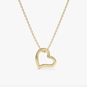 14K Yellow Gold Floating Heart Necklace