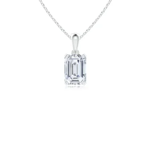14K White Gold 2 Carat Emerald Cut Diamond Necklace