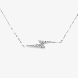 14K White Gold Sideways Lightning Bolt Women’s Necklace
