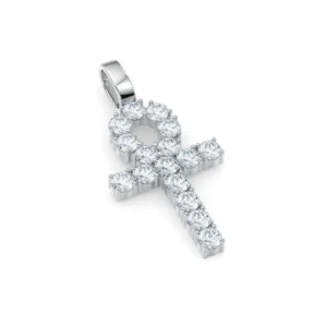 925 Sterling Silver moissanite Ankh Pendant