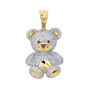 10K Yellow Gold 3D Bear Diamond Pendant