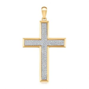 10K Yellow Gold Diamond Cross Pendant