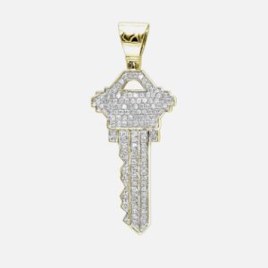 10K Yellow Gold Diamond Key Pendant