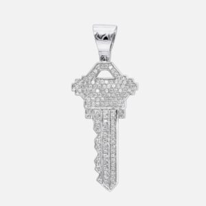 10K White Gold Diamond Key Pendant